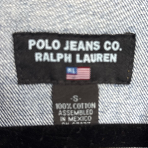 Vintage Ralph Lauren Blue Denim Jacket with Flag Design - Picture 3 of 4